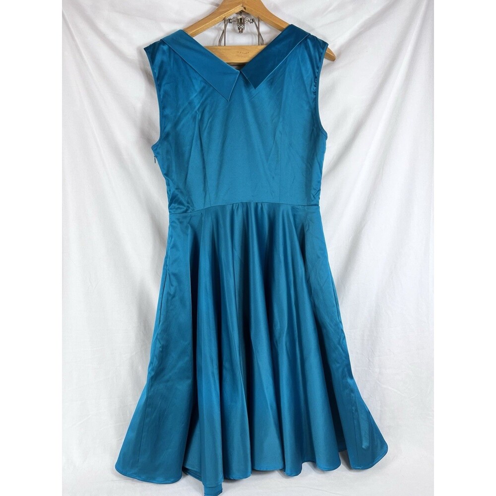 Trashy Diva Candice Gwinn Honey Dress Dragonfly Teal Blue Rockabilly Pinup 16 - Picture 5 of 5